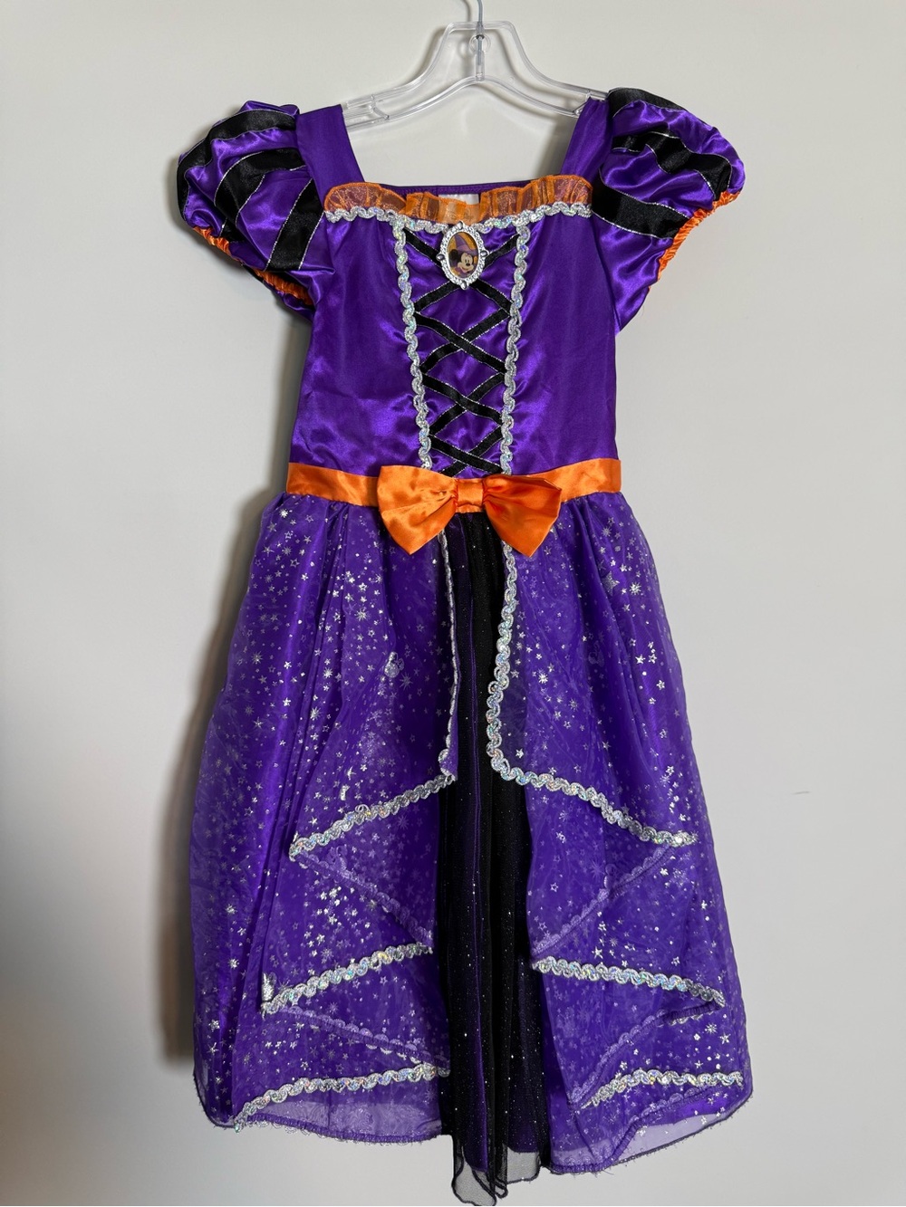 Disney Minnie Mouse Witch Girls Costume Dress Size 7/8 Purple Orange Black